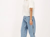 White jacquard top with puff sleeves | My Jewellery