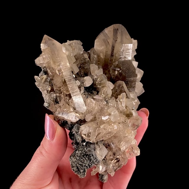 Quartz var: Smoky with Calcite and ''Chlorite''