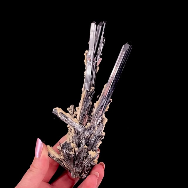 Stibnite (large crystals) with Dolomite