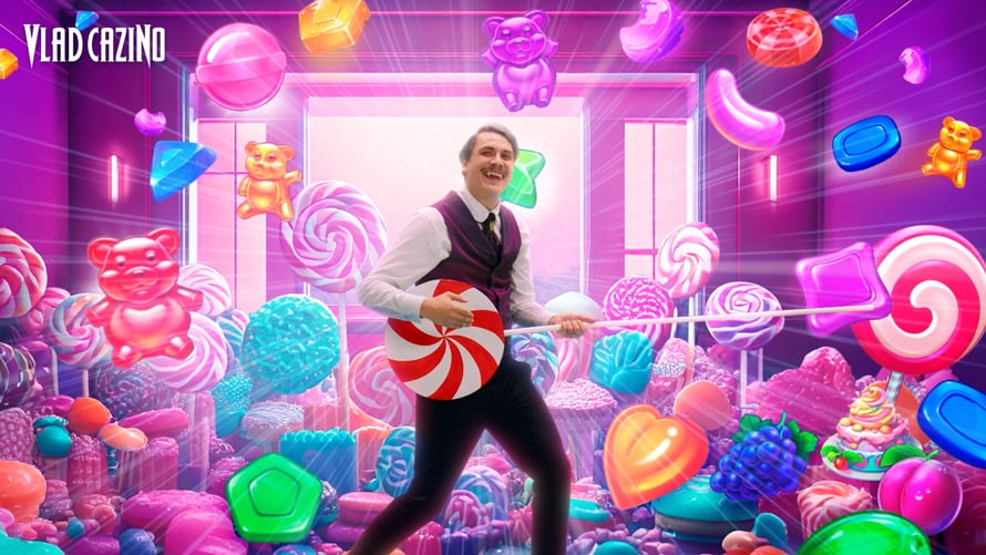 Screenshot van de Vlad Cazino lobby met spellen en promoties