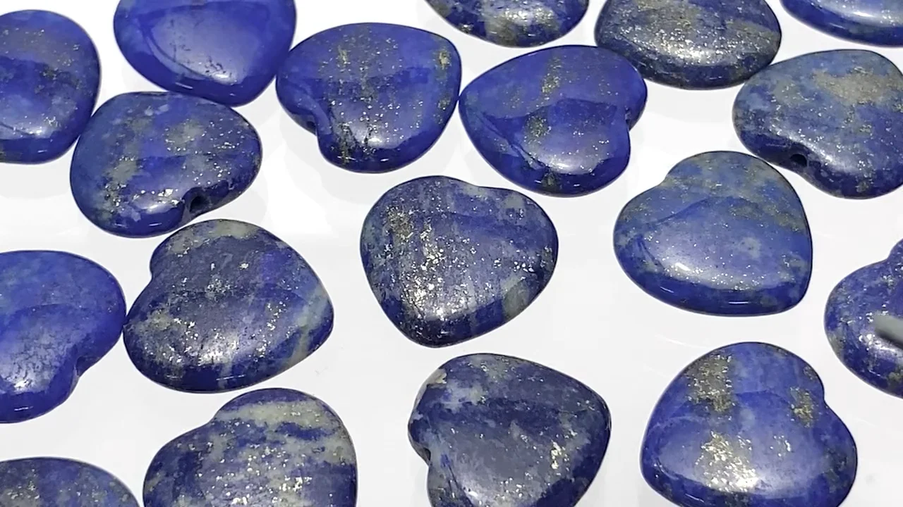 ラピスラズリ 片穴ハート14.5×15×4.5mm 2個｜天然石ビーズの卸問屋