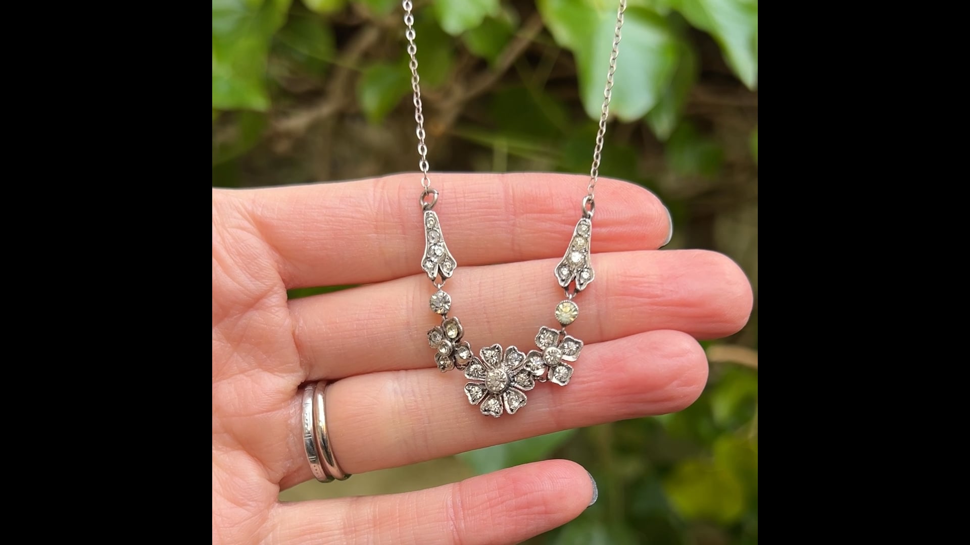 Collier Vintage Perles Ciro SCP Années 1950 - Fermoir En Argent 925, Perles Roses Et Strass