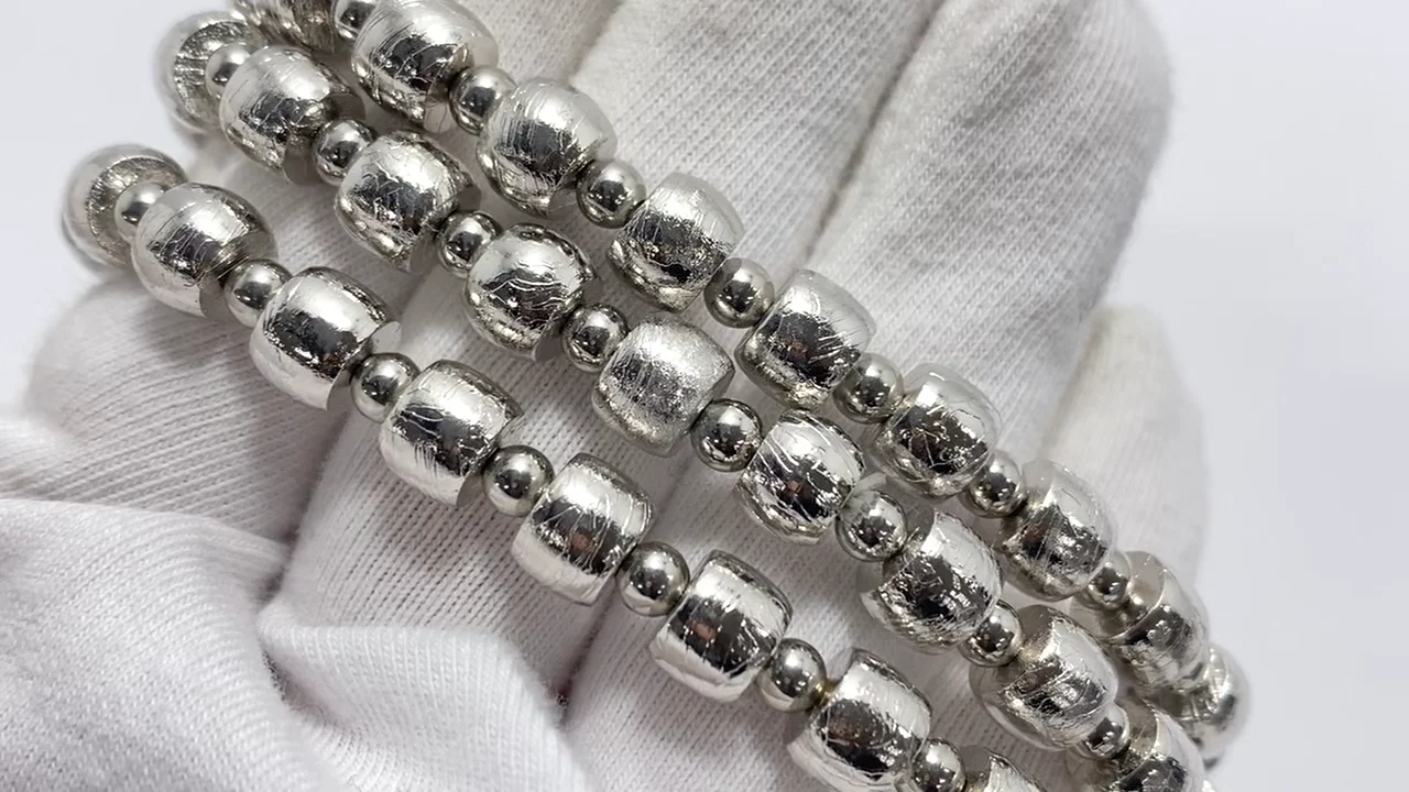 動画】メテオライト(アルタイ隕石) ロンデル7×7×5mm 1連(ブレス