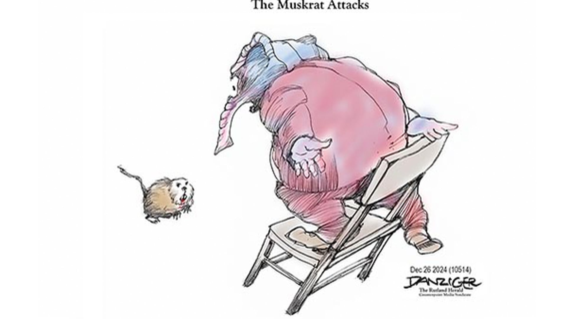 Danziger Live-Cartoon: Muskrat Attacks