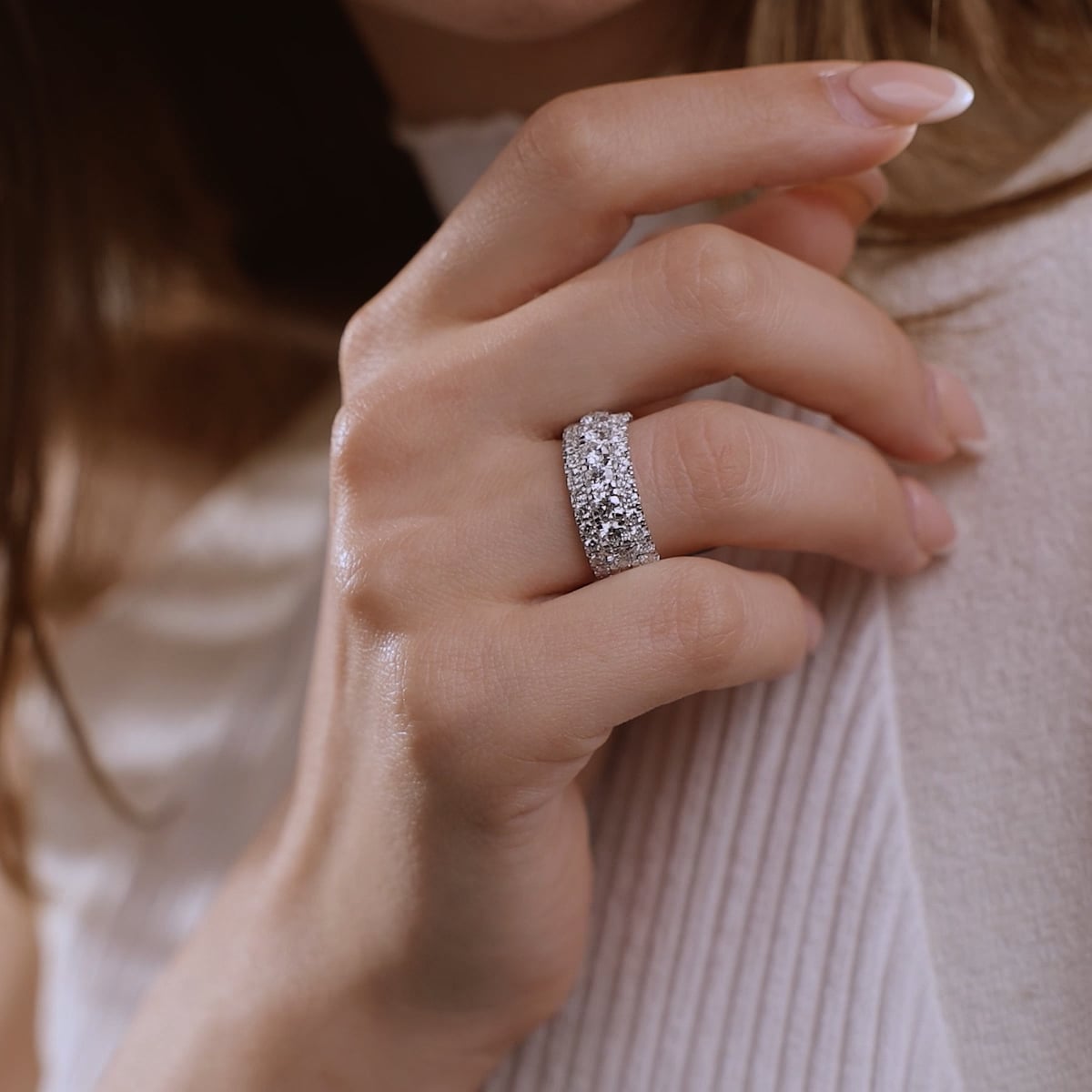 product video 2 for 2 1/5 ctw Round Lab Grown Diamond Triple Row Band