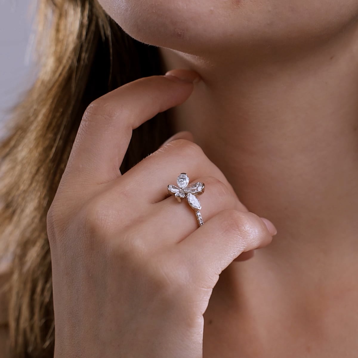 product video 2 for 2 ctw Pear and Marquise Lab Grown Diamond Flower Fashion Ring