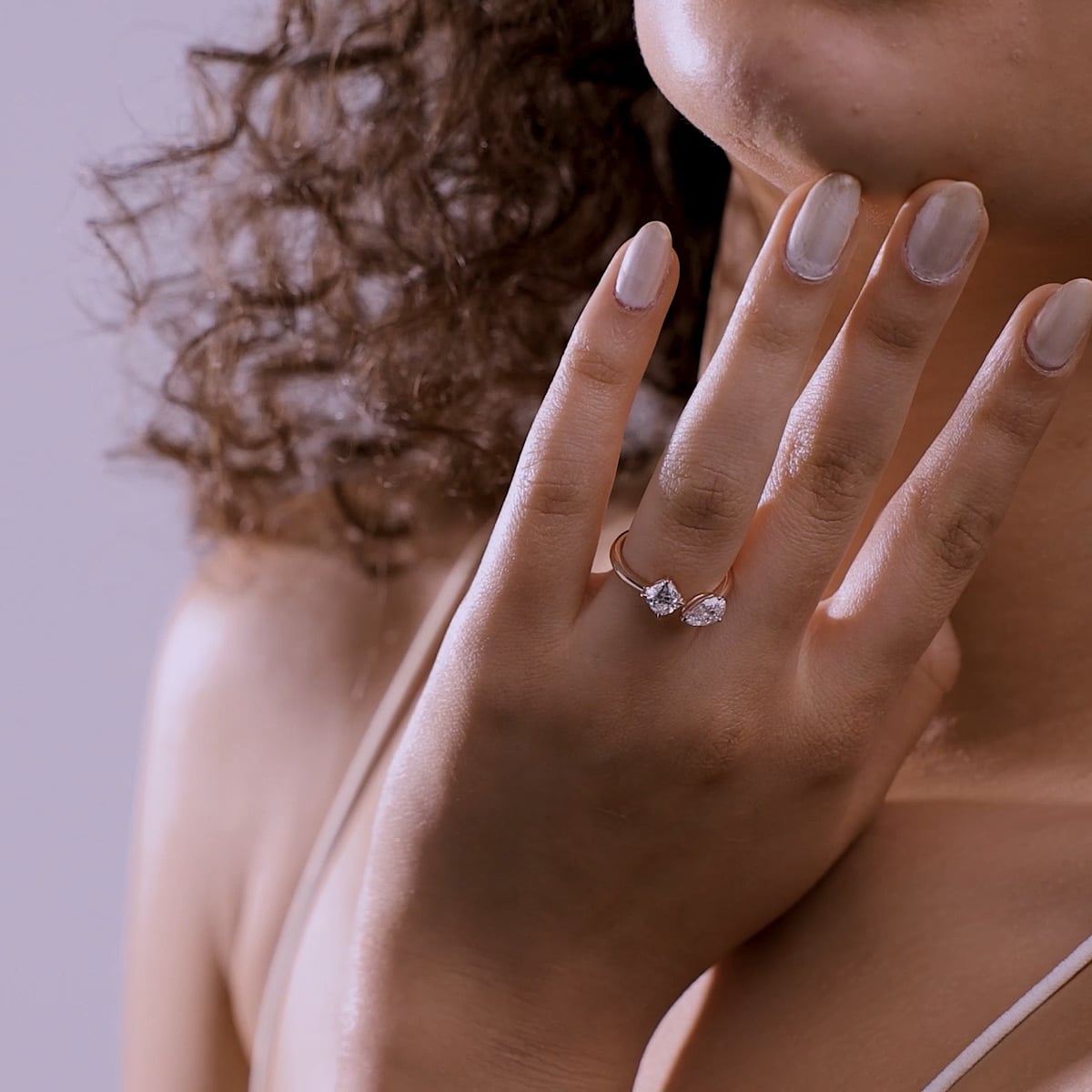 product video 2 for 1 1/2 ctw Toi Et Moi Pear and Cushion Ring