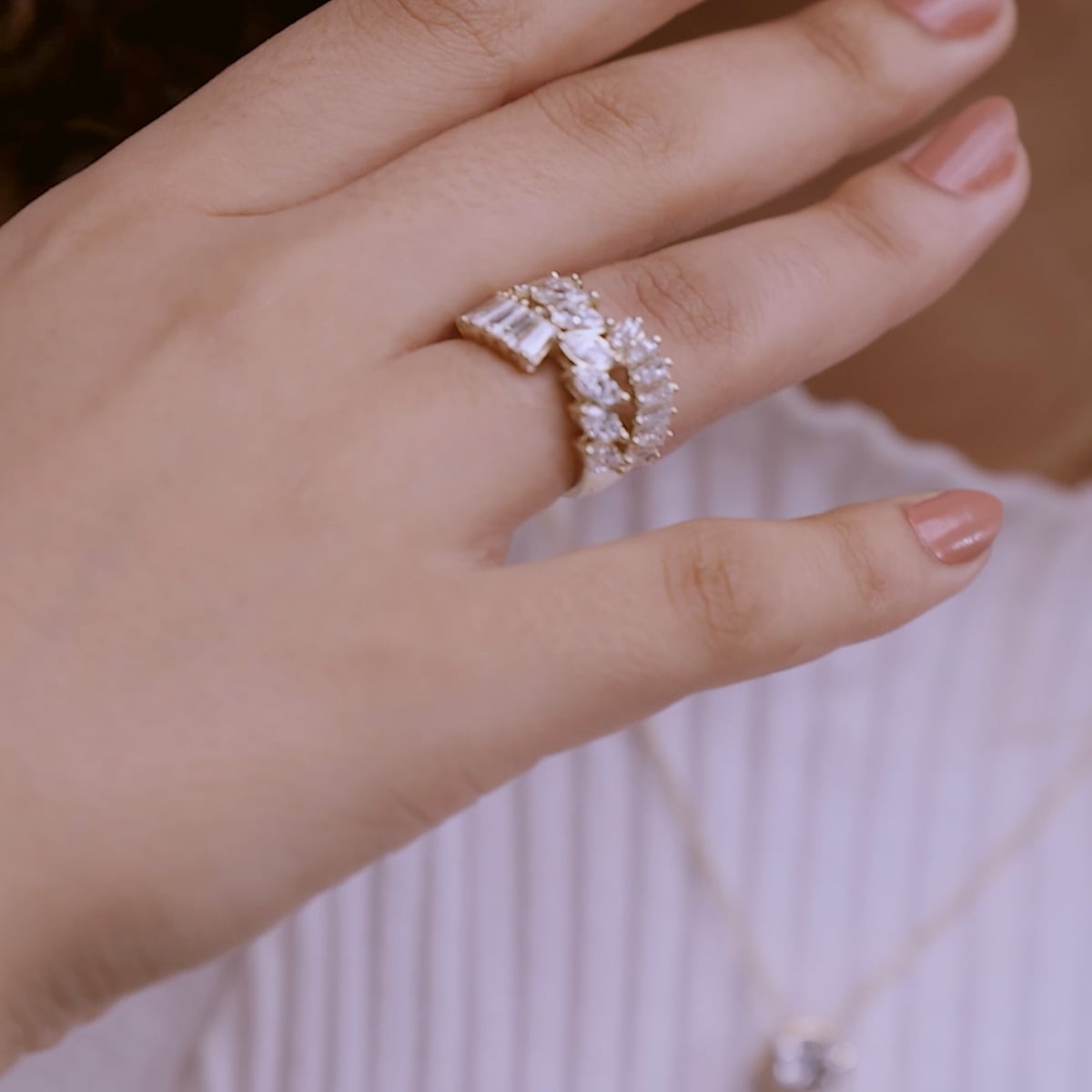 product video 2 for 3 2/3 ctw Marquise Lab Grown Diamond Tapered Baguette Cocktail Ring