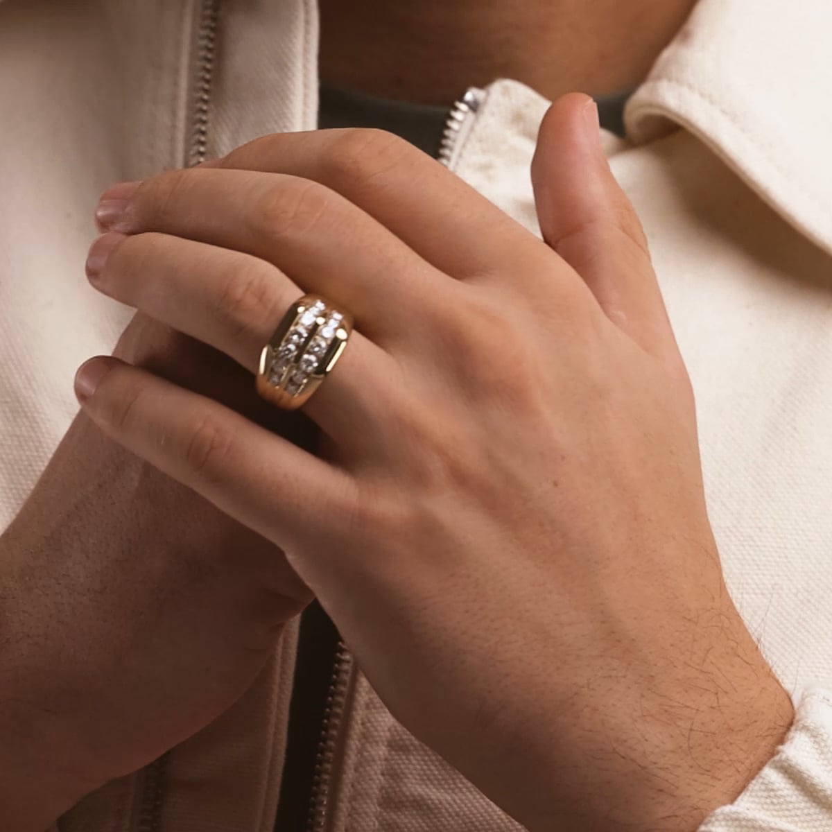 ctw Round Lab Grown Diamond Mens Double Row Channel Set Wedding