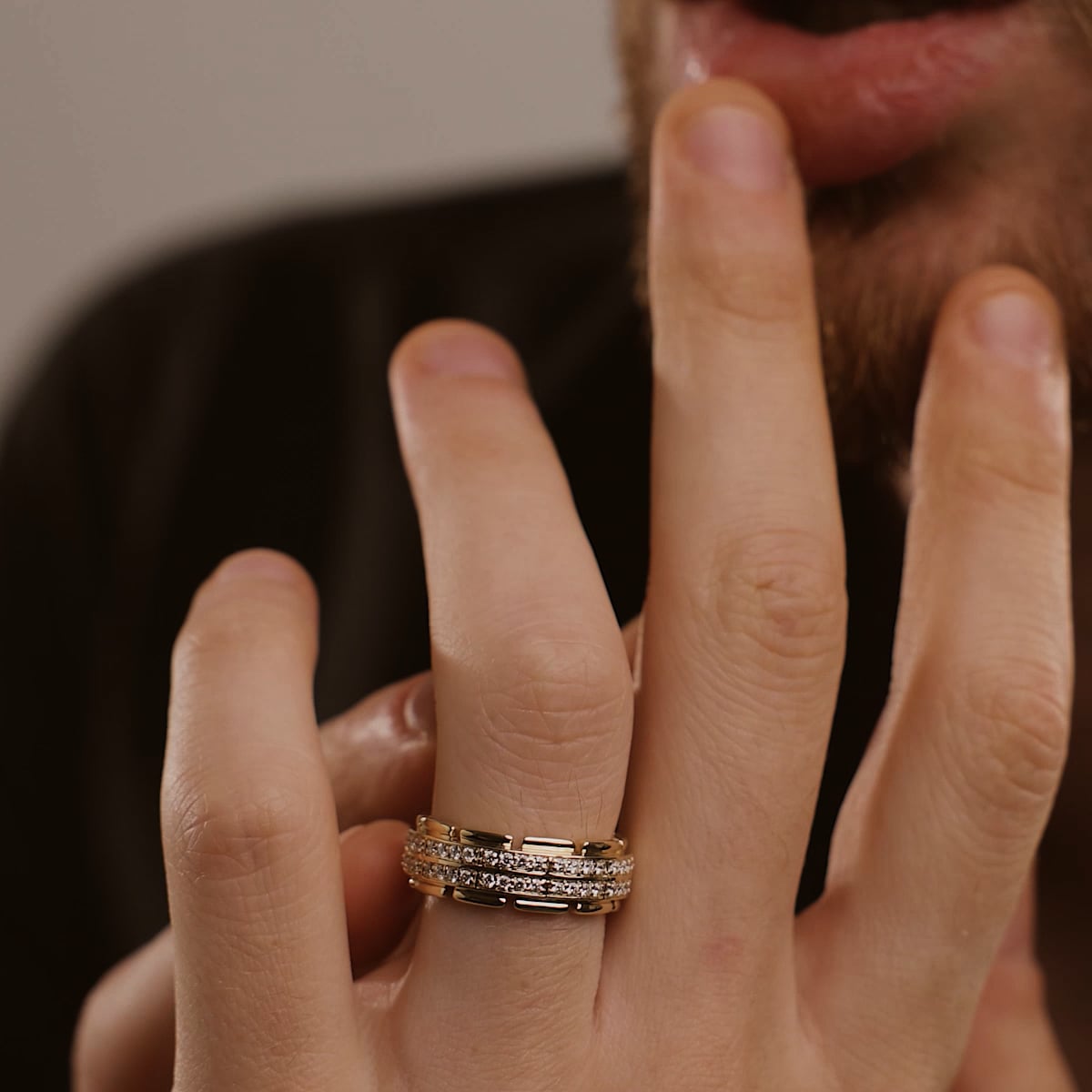 product video 2 for 1 ctw Round Lab Grown Diamond Men\'s Multi-Row Eternity Band - 8.1mm Width