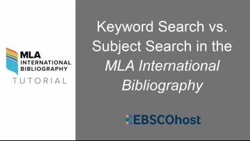 Search Tips for the MLA International Bibliography on EBSCO