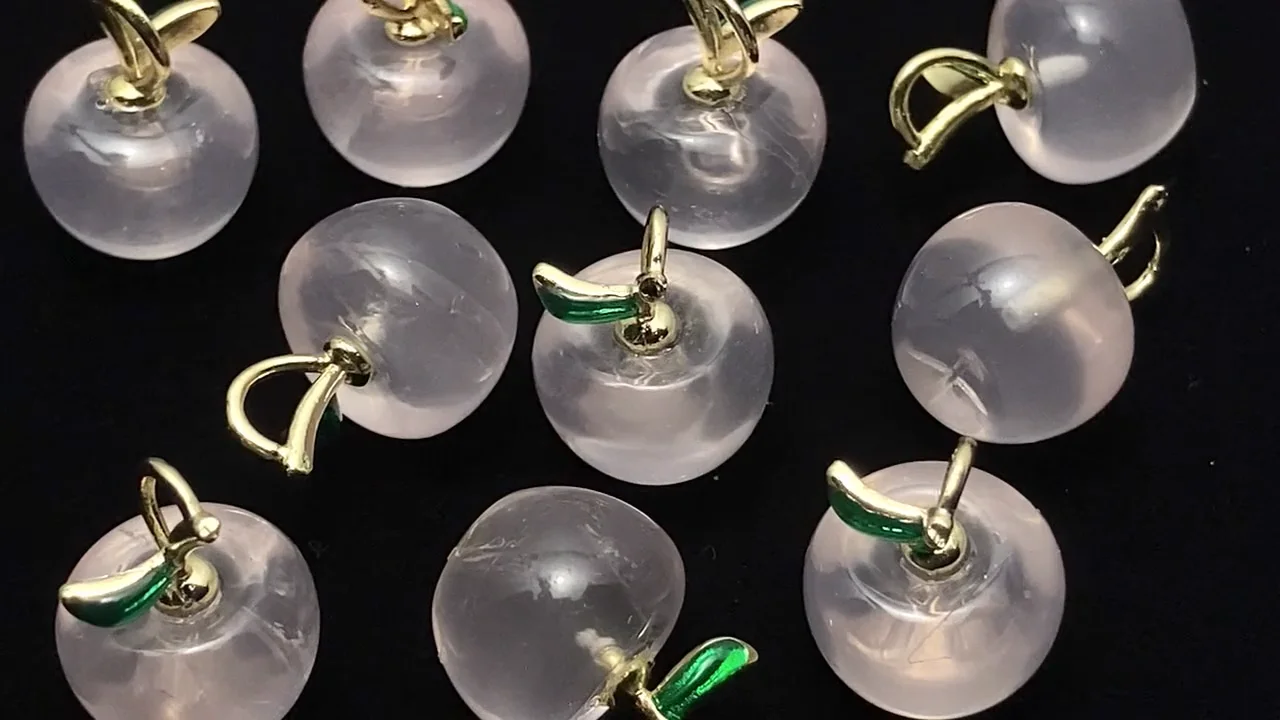 ローズクォーツ フルーツチャーム 【りんご】 3個｜天然石ビーズの卸