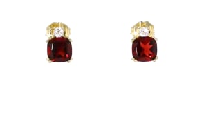 2.40 ct. t.w. Garnet Earrings with White Topaz in 14kt Yellow Gold