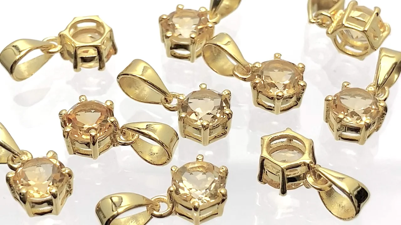 宝石質シトリン AAA ラウンドファセットカット7×6mm ペンダントトップ