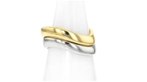 18kt Gold Vermeil and Sterling Silver Jewelry Set: Two Wavy Rings