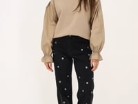 Black wide leg jeans with open studs | My Jewellery