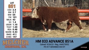 Lot #851 - HM 033 ADVANCE 851A