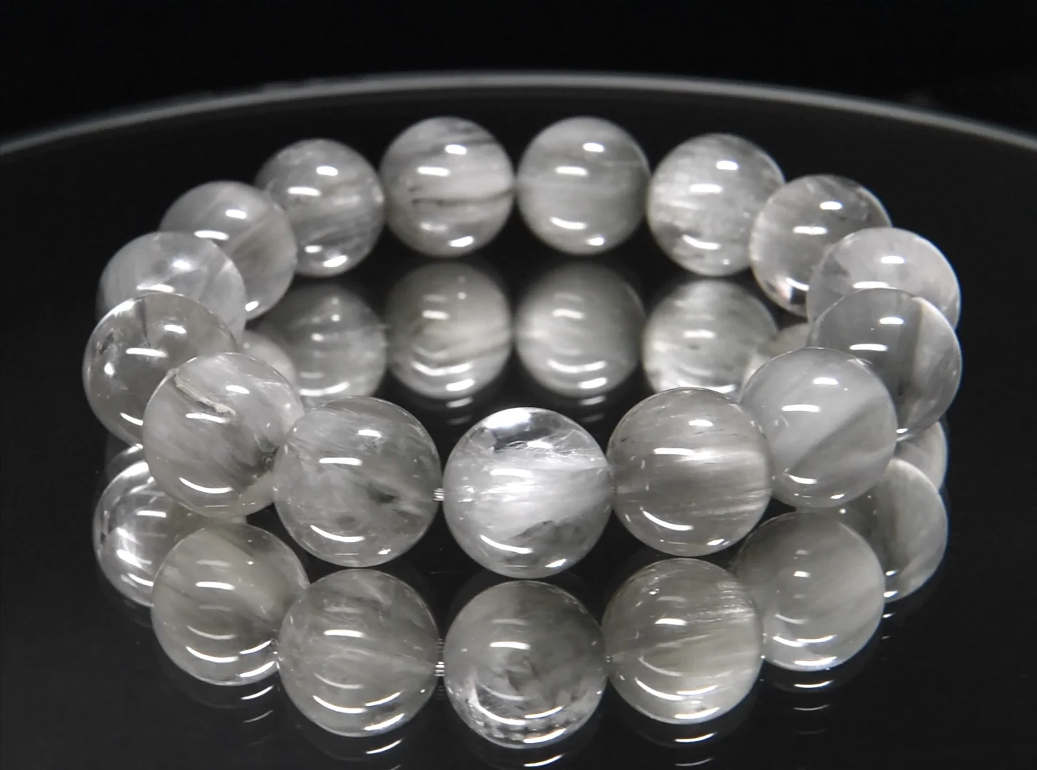シルバーサゲニティッククォーツ ブレスレット 15mm #QM396