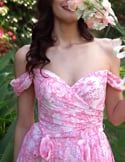 Video: Long Gown with Bandeau Neckline and Floral Print