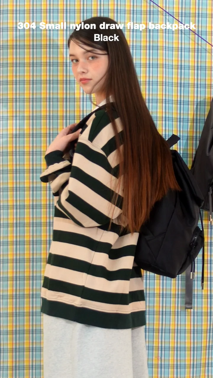◆masmarulez◆ 304 Small nylon draw flap backpackCream 50132 304 Small nylon draw flap backpack_Cream : Masmarulez [마스