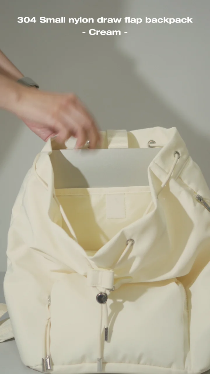 304 Small nylon draw flap backpack_Cream : Masmarulez [마스