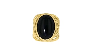 Onyx Roped Ring in 18kt Gold Over Sterling