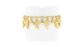 Italian 18kt Gold Over Sterling Silver Cupid and Heart Charm Bracelet