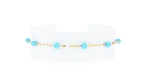 Italian Simulated Turquoise Bead Station Bracelet in 18kt Yellow Gold