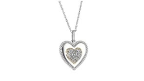 .20 ct. t.w. Diamond Heart Pendant Necklace in Sterling Silver and 18kt Gold Over Sterling