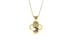 Italian 18kt Yellow Gold Honeycomb Clover Pendant