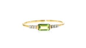 .20 Carat Peridot Ring with Diamonds in 14kt Yellow Gold