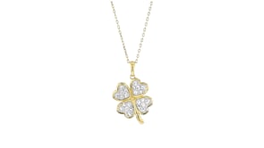 .60 ct. t.w. CZ Four-Leaf Clover Pendant Necklace in 18kt Gold Over Sterling