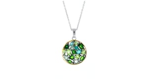 2.35 ct. t.w. Multi-Gemstone Pendant Necklace in Sterling Silver and 14kt Yellow Gold