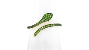 .20 ct. t.w. Chrome Diopside Snake Bypass Ring in 18kt Gold Over Sterling Silver