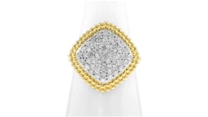 1.00 ct. t.w. Pave Diamond Beaded-Edge Ring in 18kt Gold Over Sterling