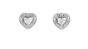 .20 ct. t.w. Diamond Jewelry Set: Heart-Shaped Earrings and Pendant Necklace in Sterling Silver
