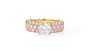 1.00 Carat Lab-Grown Diamond Ring with 1.00 ct. t.w. Pink Sapphires in 14kt Yellow Gold