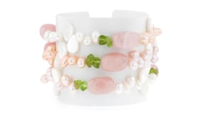 4-5mm Multicolored Cultured Pearl and Multi-Gemstone Jewelry Set: Three Stretch Bracelets