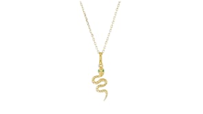 18kt Gold Vermeil Snake Pendant Necklace with Emeralds