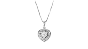 .20 ct. t.w. Diamond Jewelry Set: Heart-Shaped Earrings and Pendant Necklace in Sterling Silver