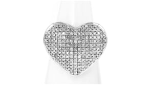 1.00 ct. t.w. Pave Diamond Heart Ring in Sterling Silver
