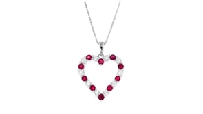 .90 ct. t.w. Ruby and .15 ct. t.w. Diamond Heart Pendant Necklace in Sterling Silver
