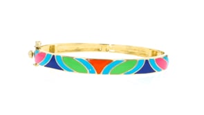 Multicolored Enamel Bangle Bracelet in 18kt Gold Over Sterling