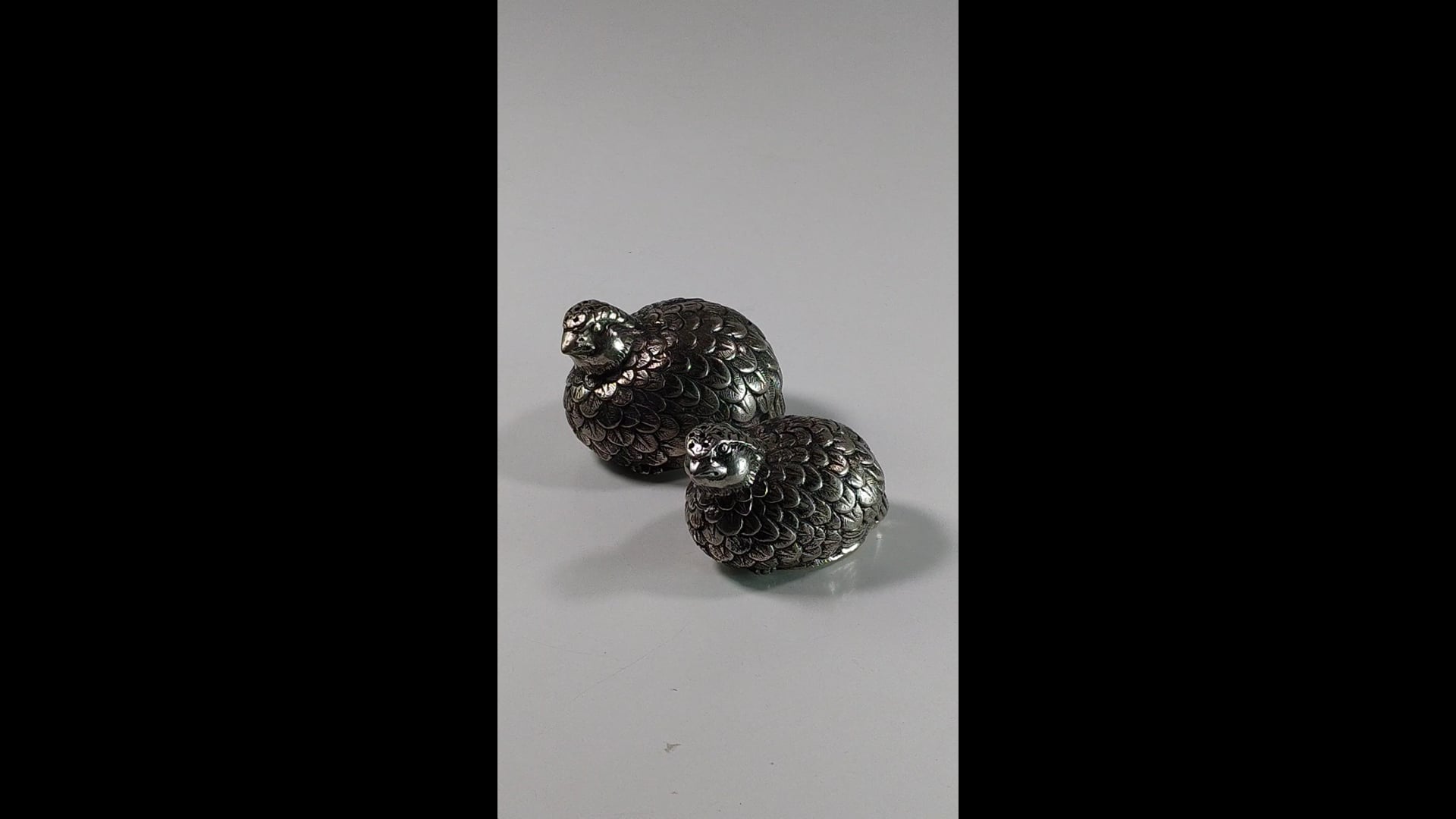 1970 Gucci Silver Metal Italian Quail Salt and Pepper Shackers For