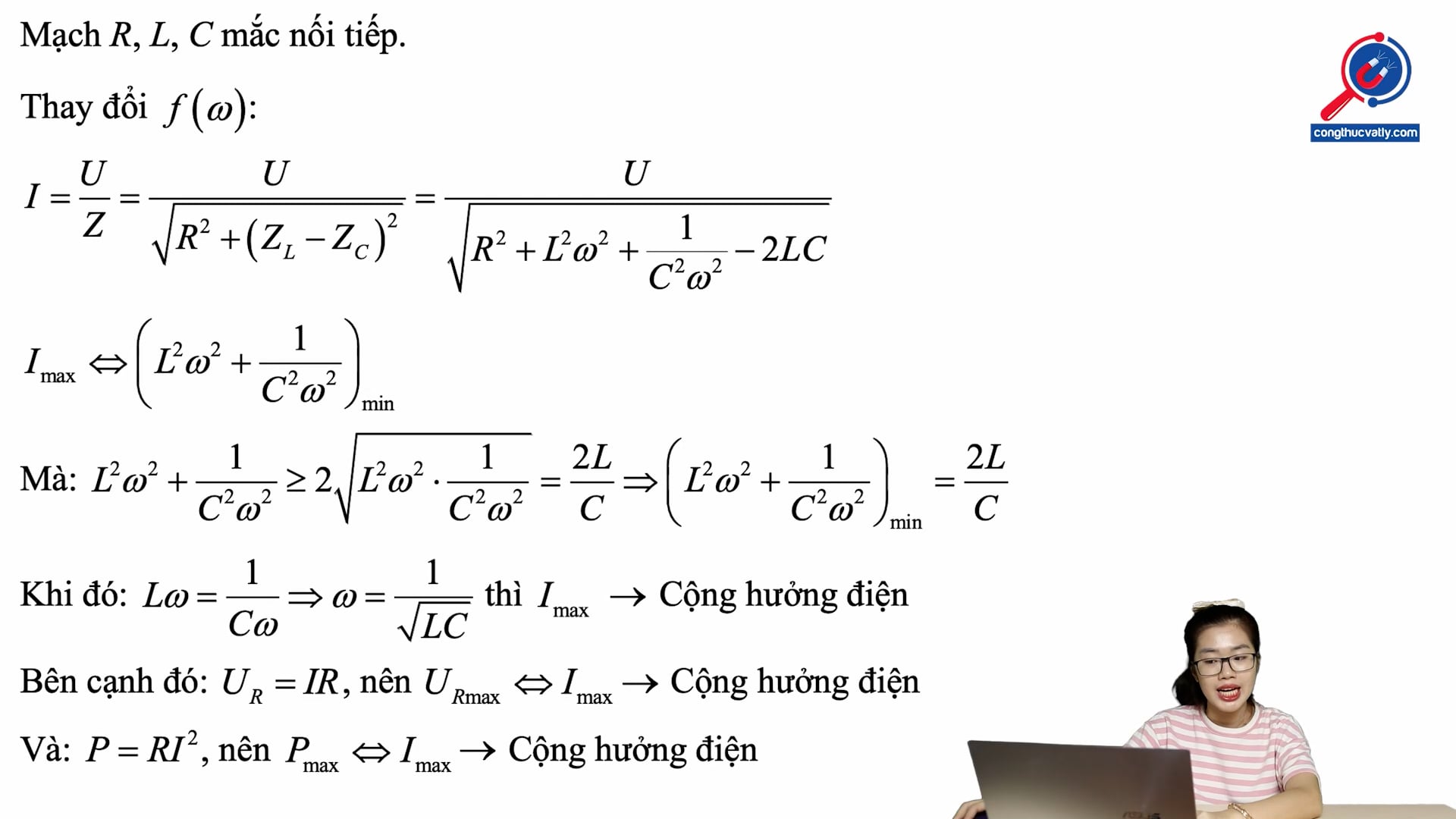 Mạch RLC mắc nối tiếp có cộng hưởng điện khi 