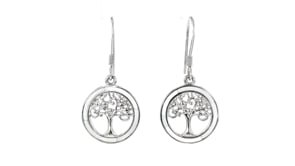 Mother-of-Pearl Tree of Life Drop Earrings in Sterling Silver