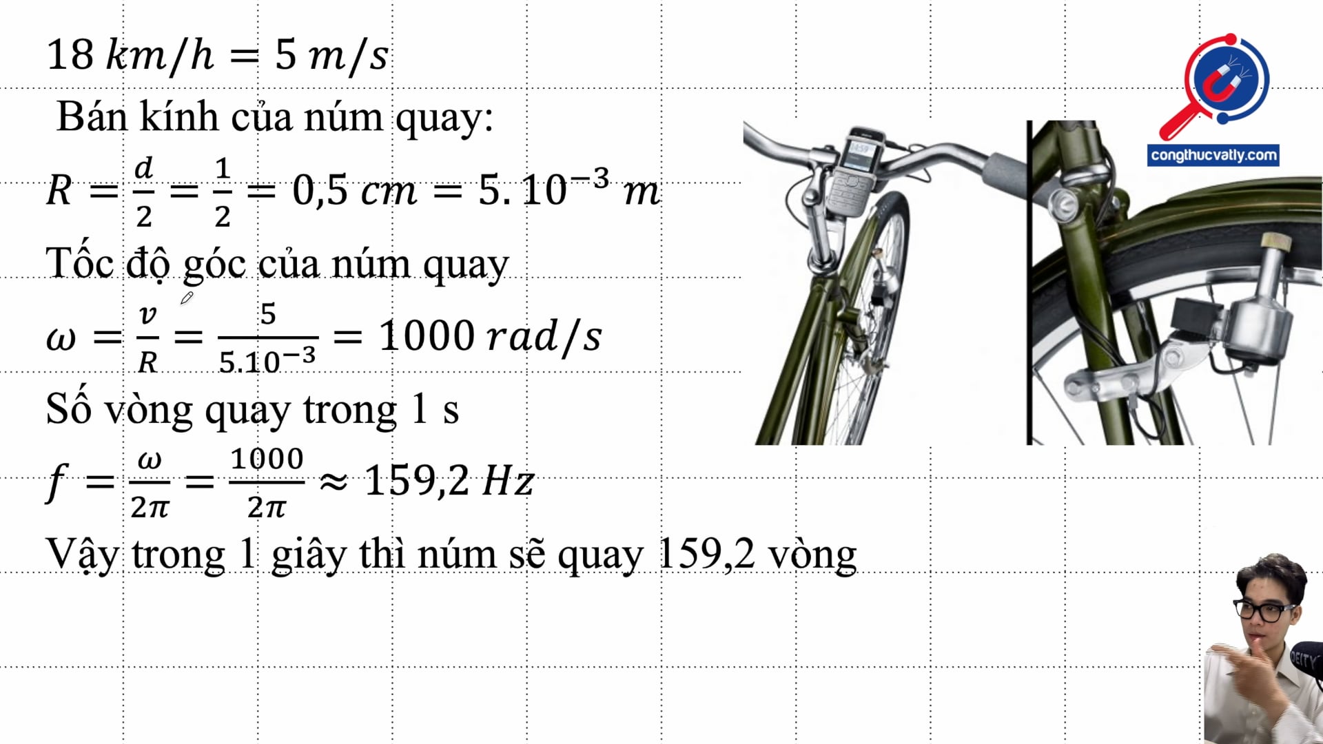 Tìm số quay trong 1 giây của núm bình điện