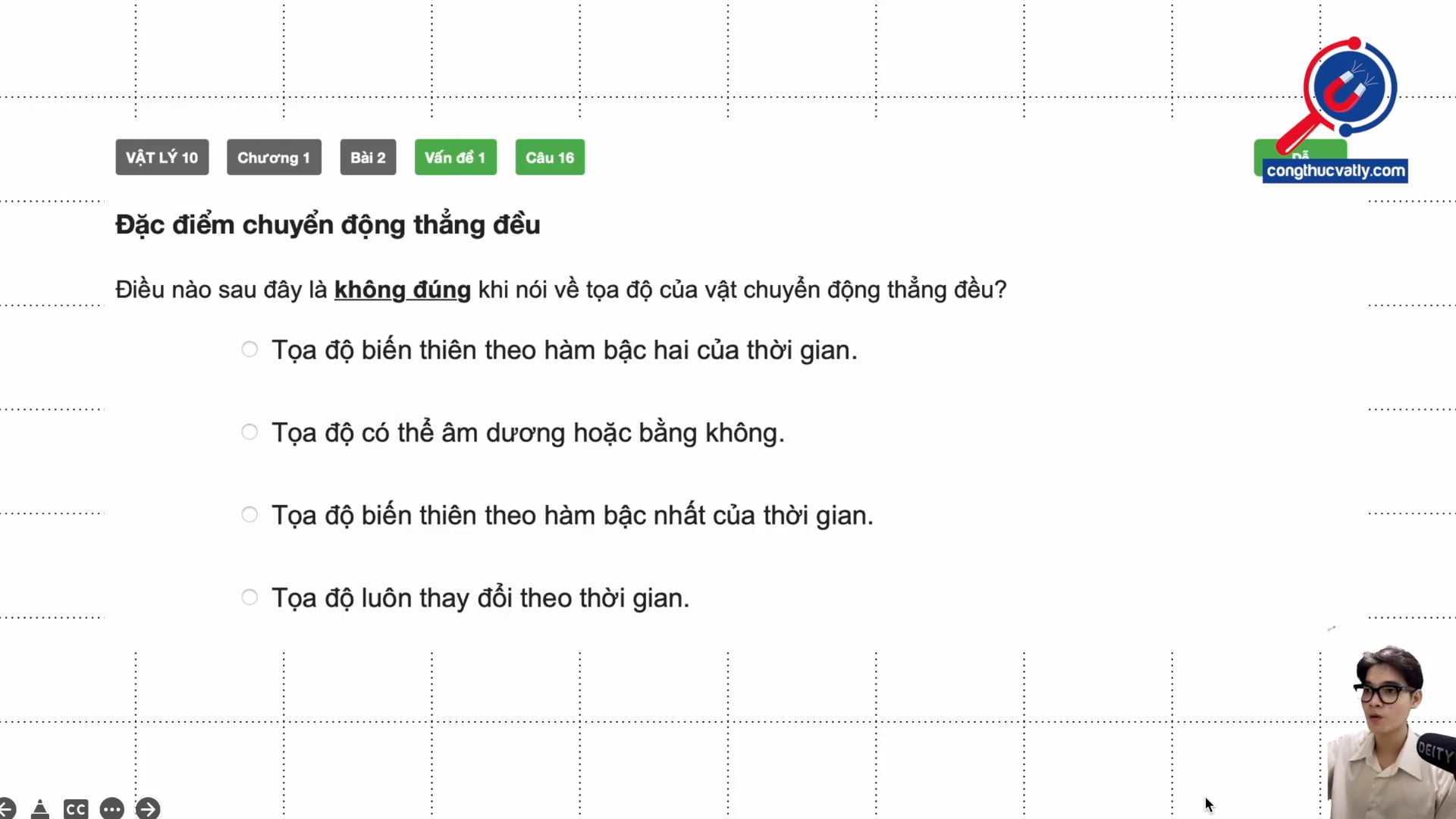 Đặc điểm chuyển động thẳng đều