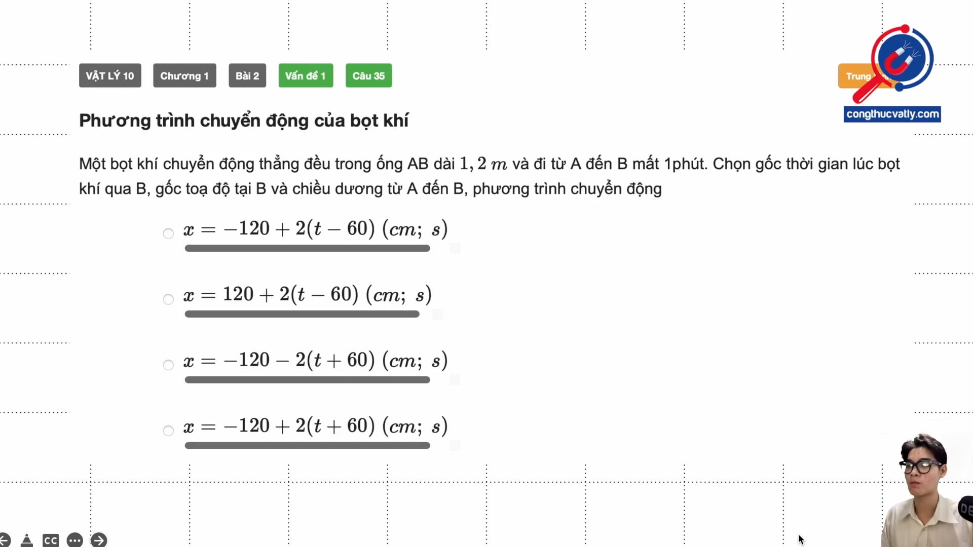 Phương trình chuyển động của bọt khí