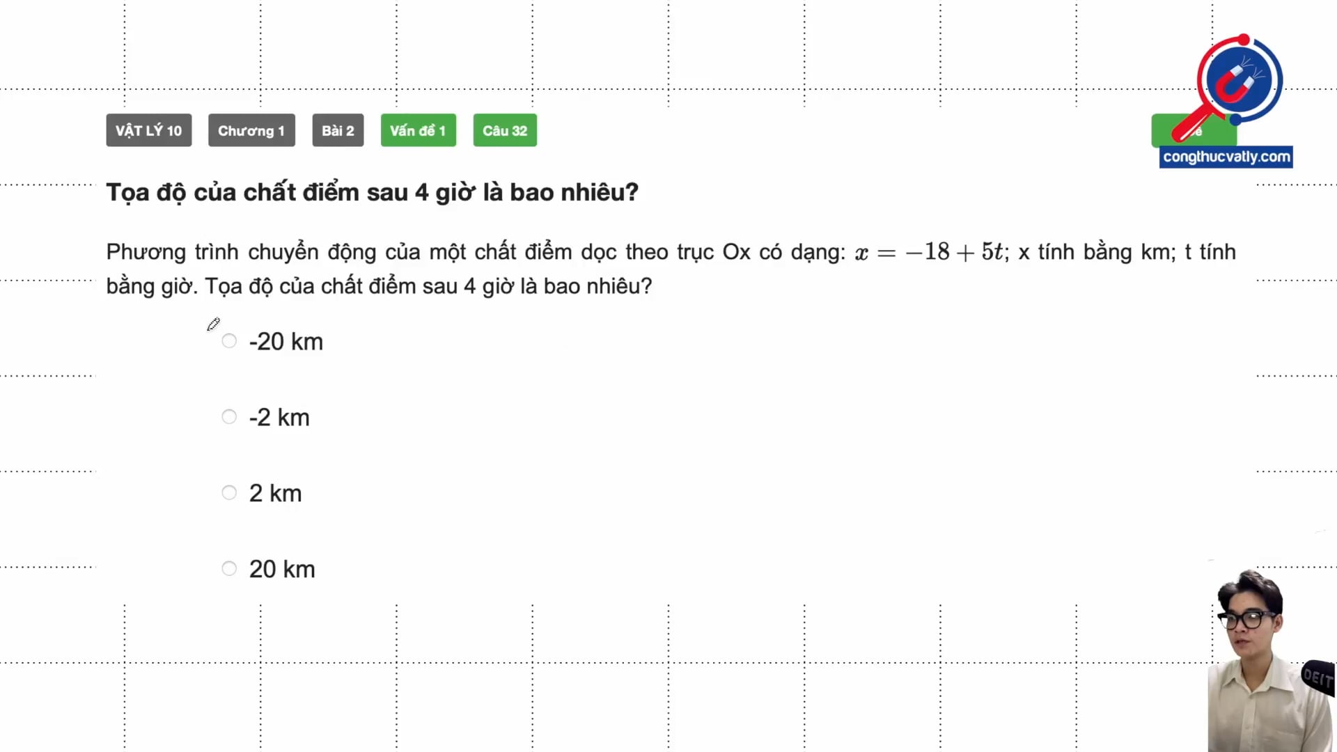 Tọa độ của chất điểm sau 4 giờ là bao nhiêu?